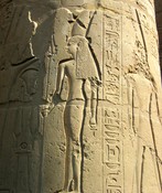 Cut reliefs on one of the pillars.