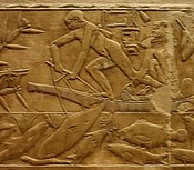 Fishing with a net and line, from a papyrus boat