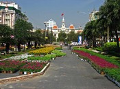 Nguyen Hue, a boulevard leading to the Ho statue and City Hall