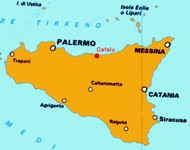 Map of Sicily showing the location of Cefalù (481x380, 103.1 kilobytes)
